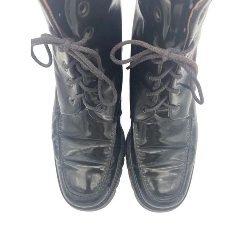 Gucci Mens Gorp Grunge Combat Boots 41.5 E US 8E Black Lug Sole Leather Lace Up